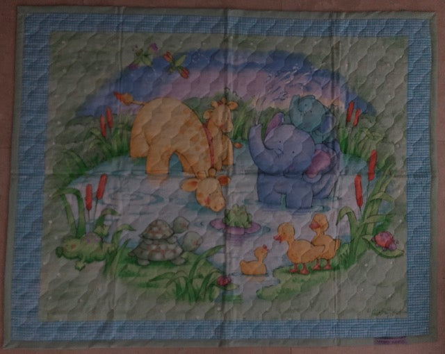 Baby tummy time blanket animals on the lake - uniquemom.shop