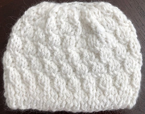 White Waffle hand knitted hat