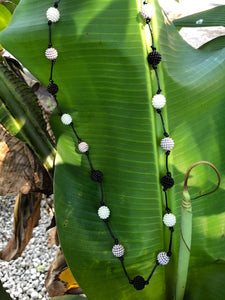 33"-34" fun neutral black, white & grey beaded necklace